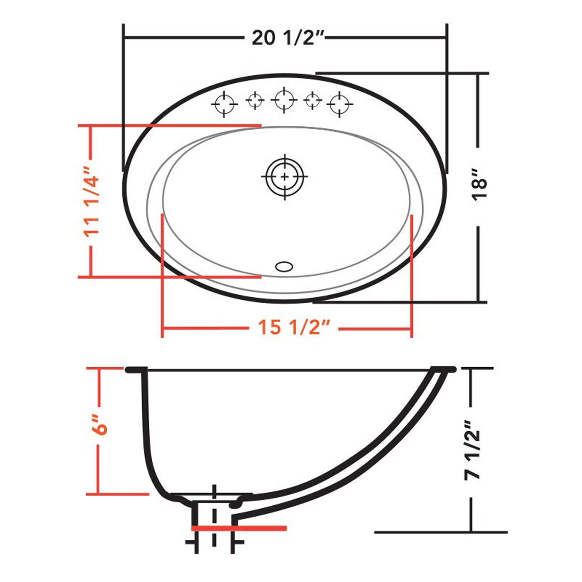 PL-1011 Porcelain Sink - Self Rimming