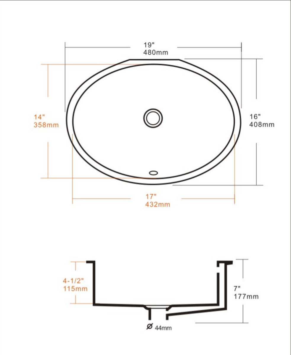 PL-1606 Porcelain Sink - Undermount - WHITE