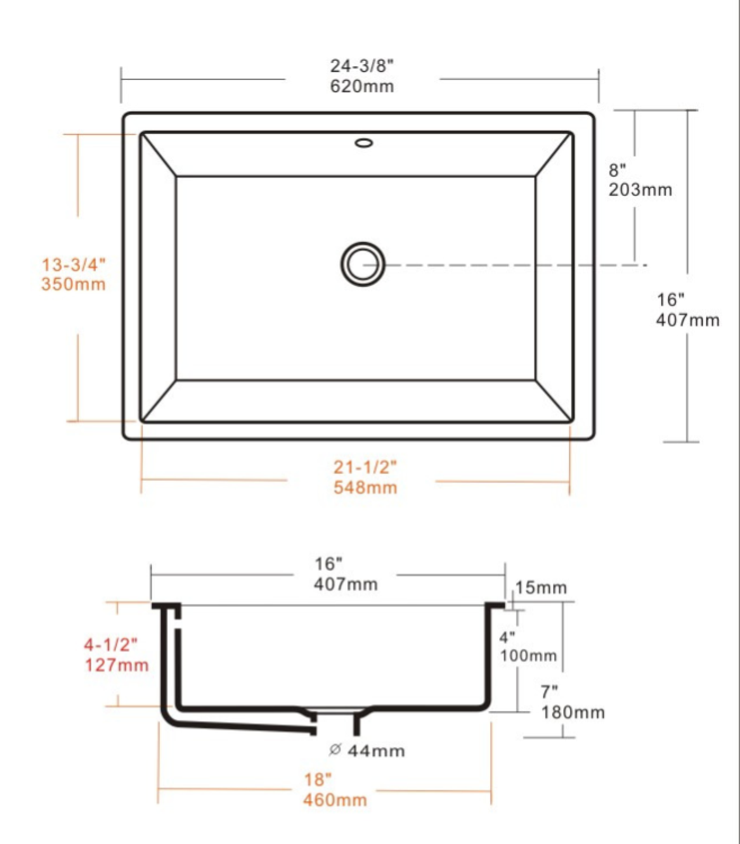 PL-1647 Porcelain Sink - Undermount - WHITE