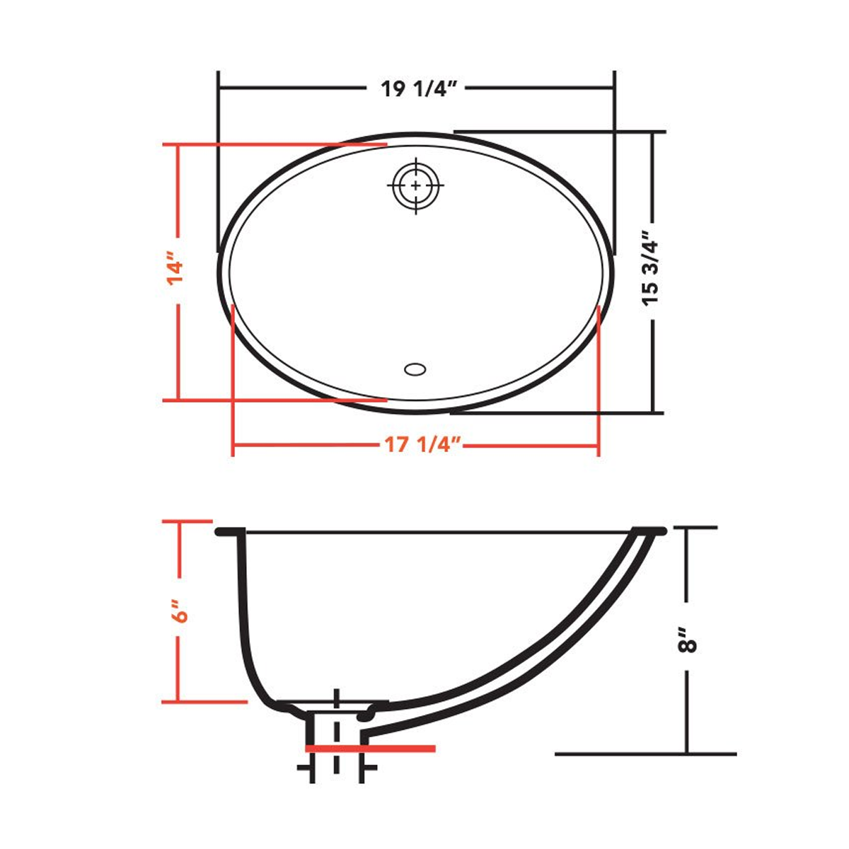 PL-3059 Porcelain Sink - Undermount