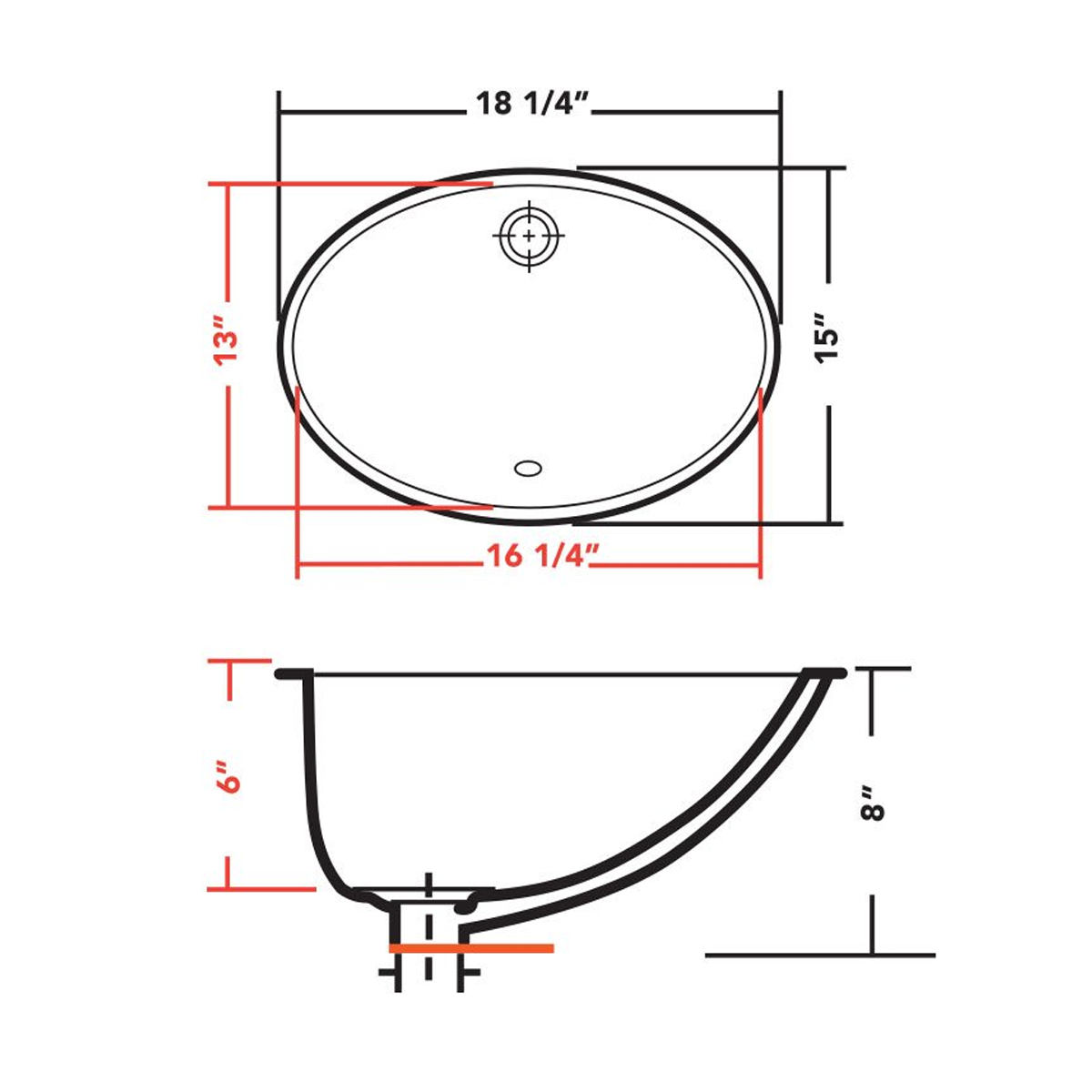 PL-3064 Porcelain Sink - Undermount
