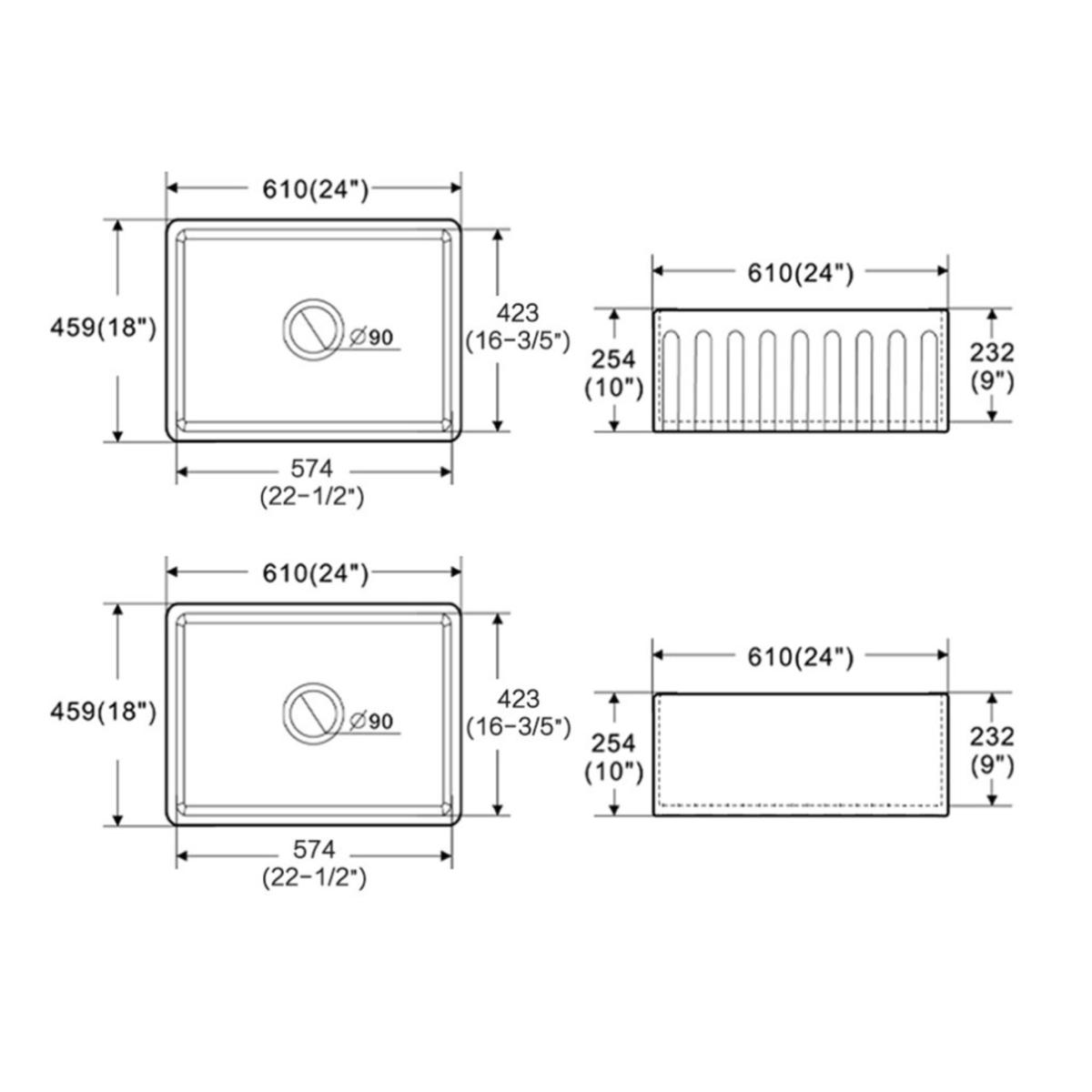 PL-FC2418SB Fireclay Sink