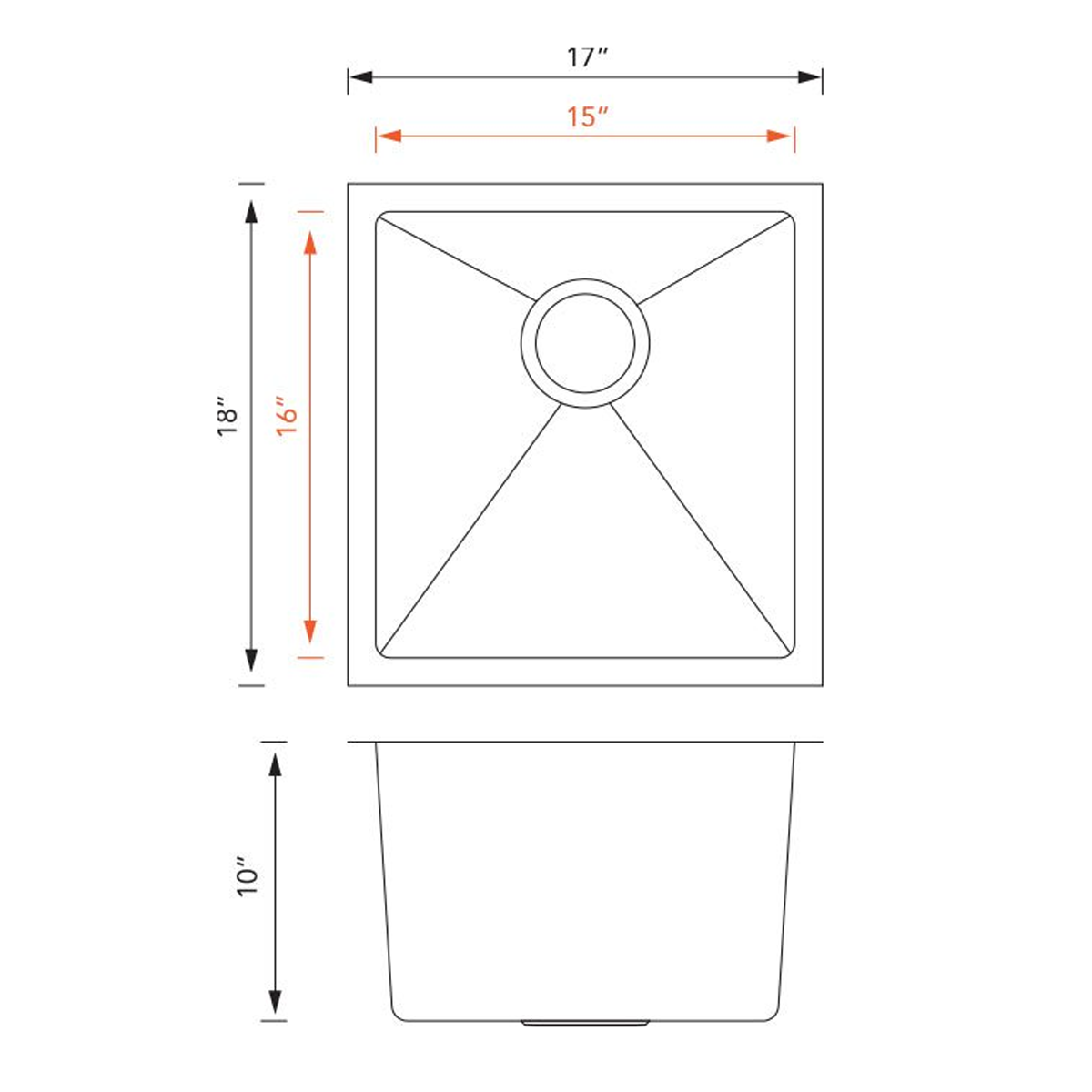 PL-HA104 R15° Stainless Steel Sink