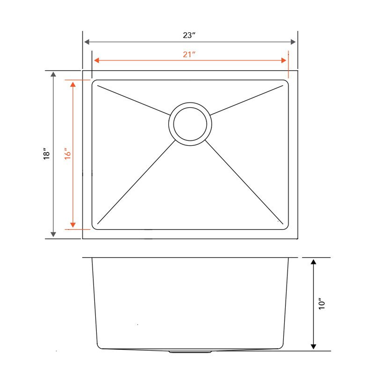 PL-HA108 R15° Stainless Steel Sink