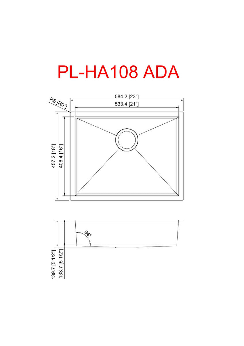 PL-HA108 R0° Stainless Steel Sink