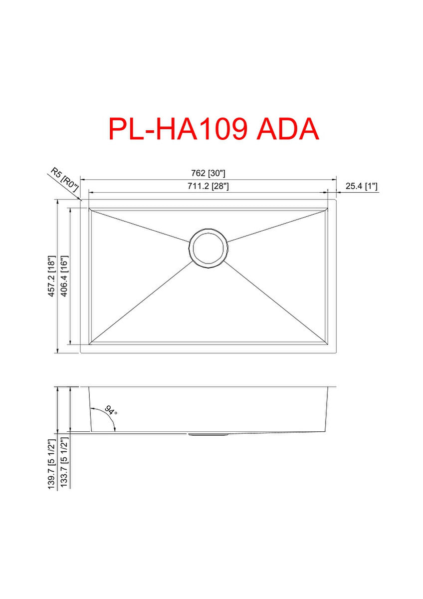 PL-HA109 R0° Stainless Steel Sink