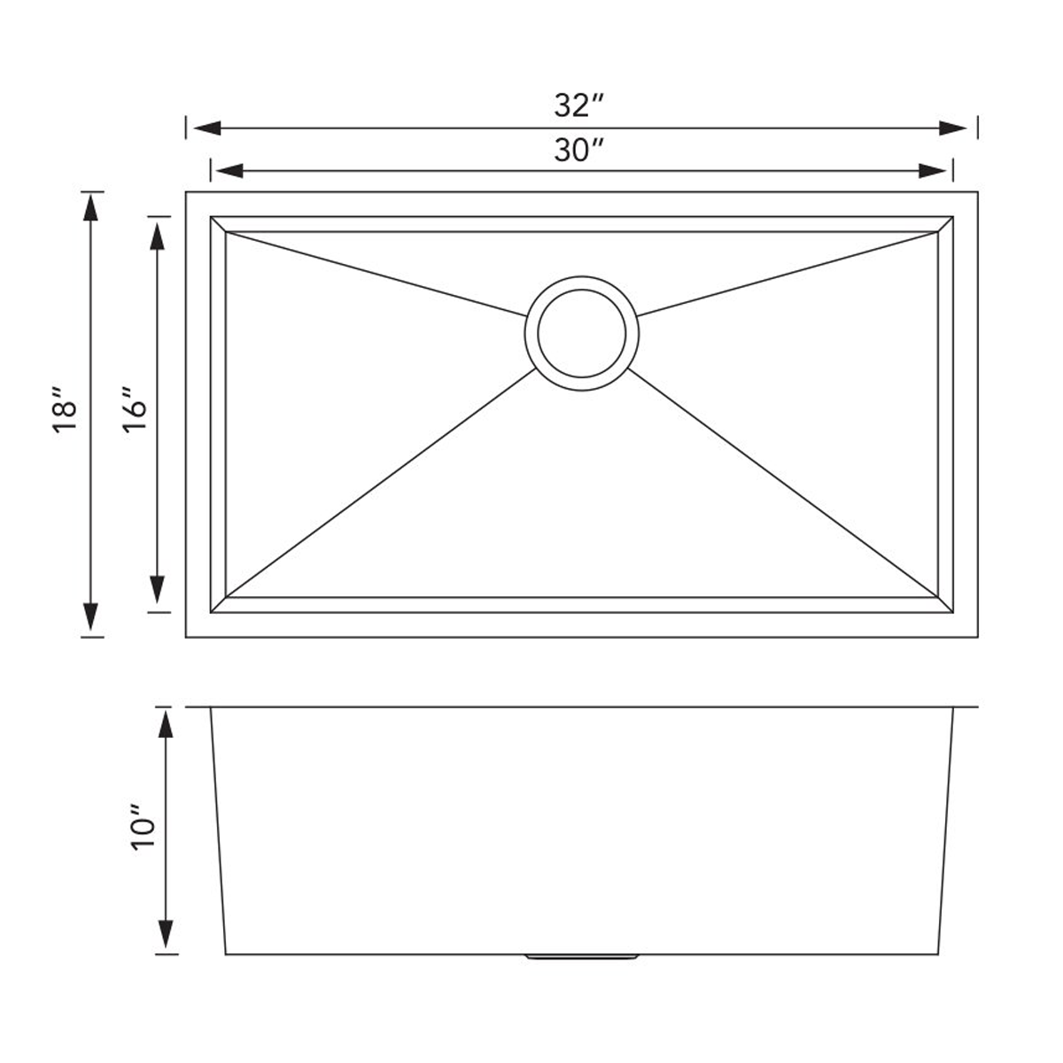 PL-HA115 R0° Stainless Steel Sink