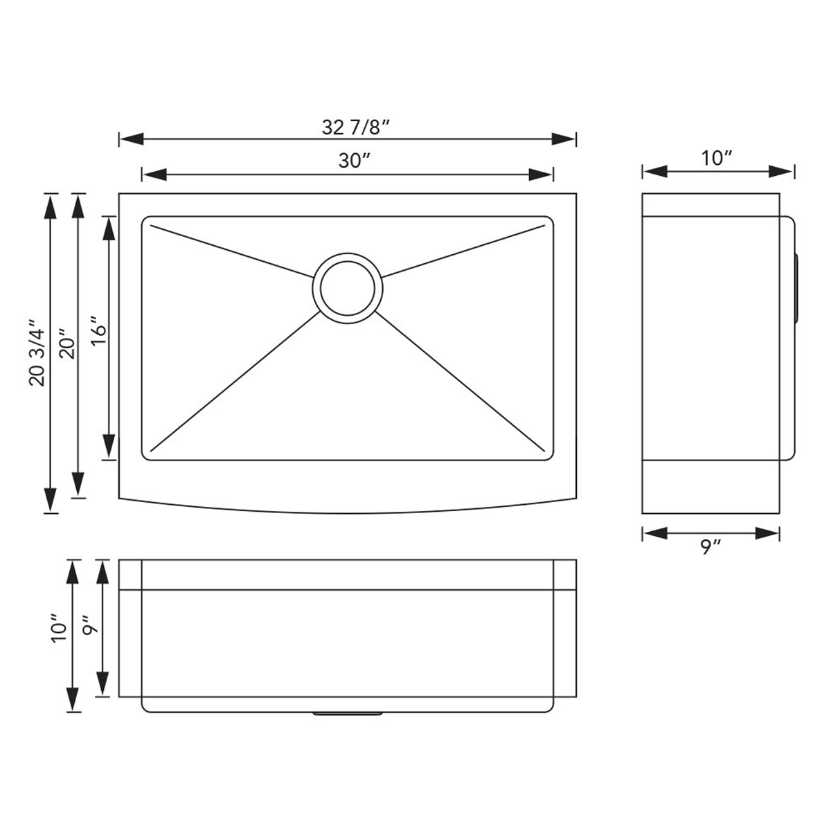 PL-HA122 R0° Stainless Steel Apron Sink
