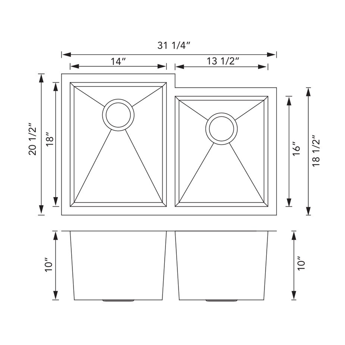 PL-HA126 R0° Stainless Steel Sink