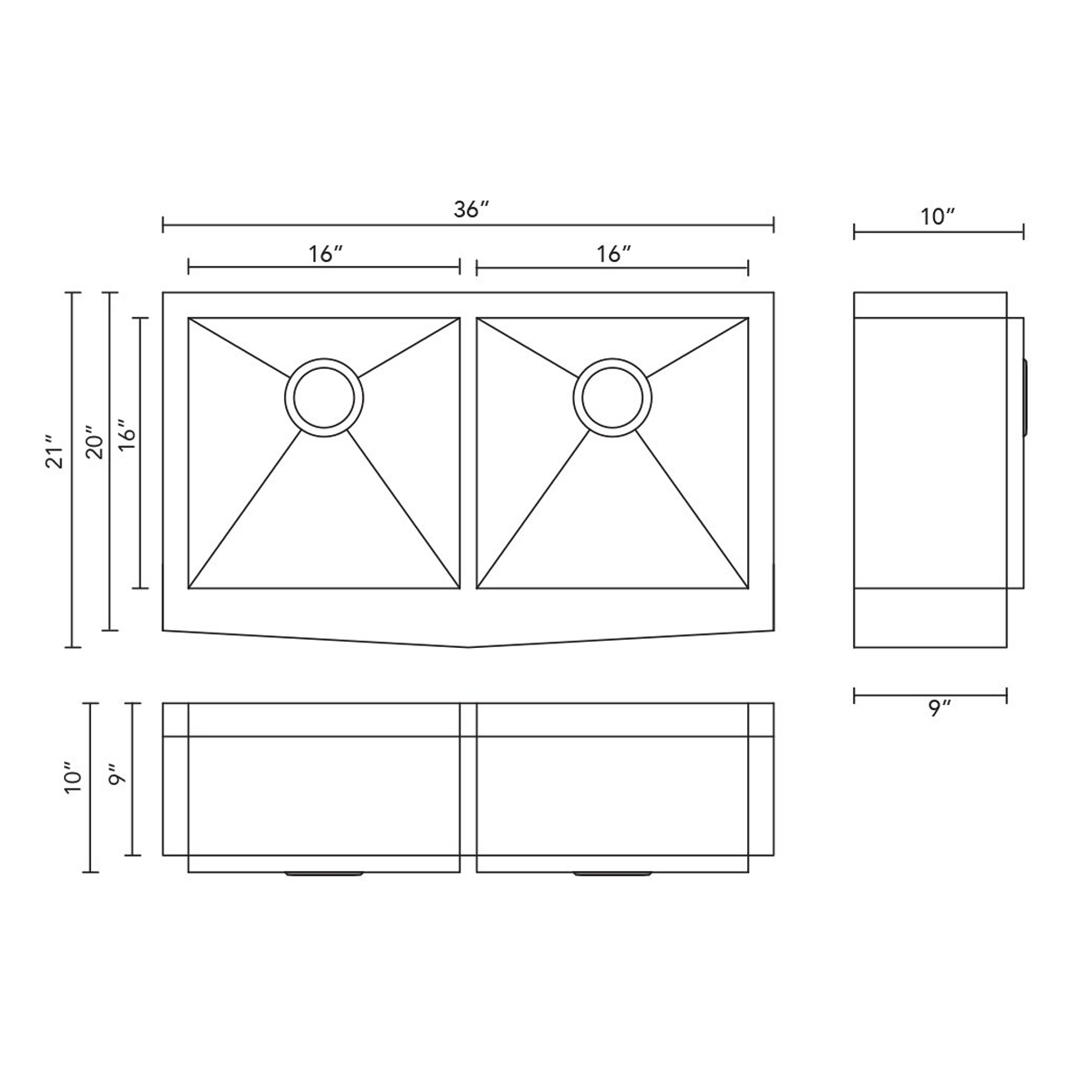 PL-HA130 R0° Stainless Steel Apron Sink