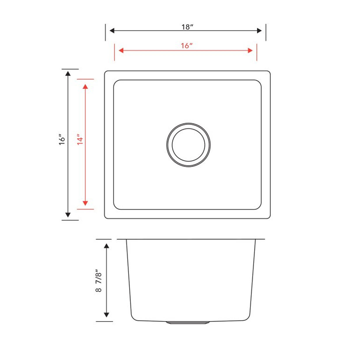 PL-VR1816 R20° Stainless Steel Sink