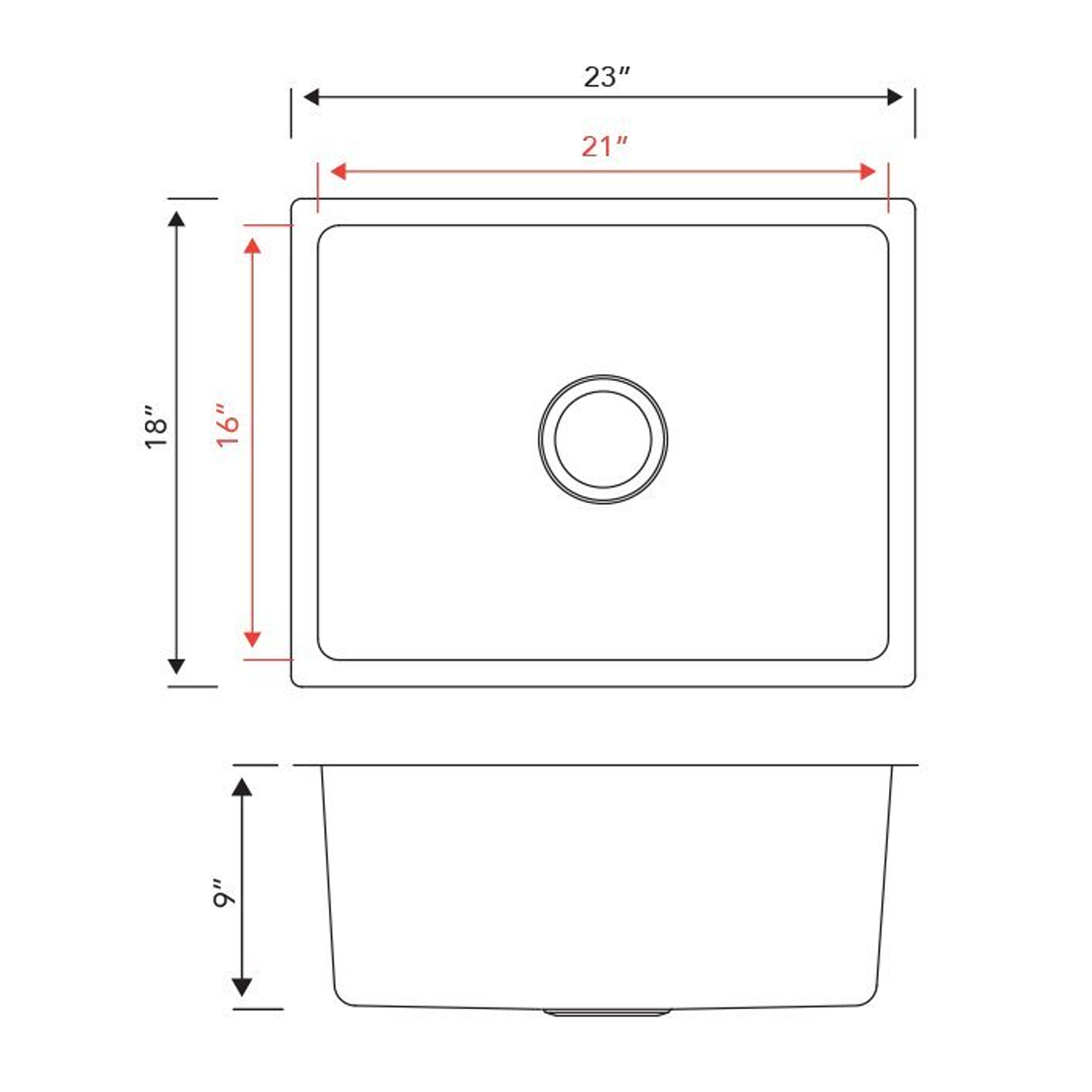 PL-VR2318 R20° Stainless Steel Sink