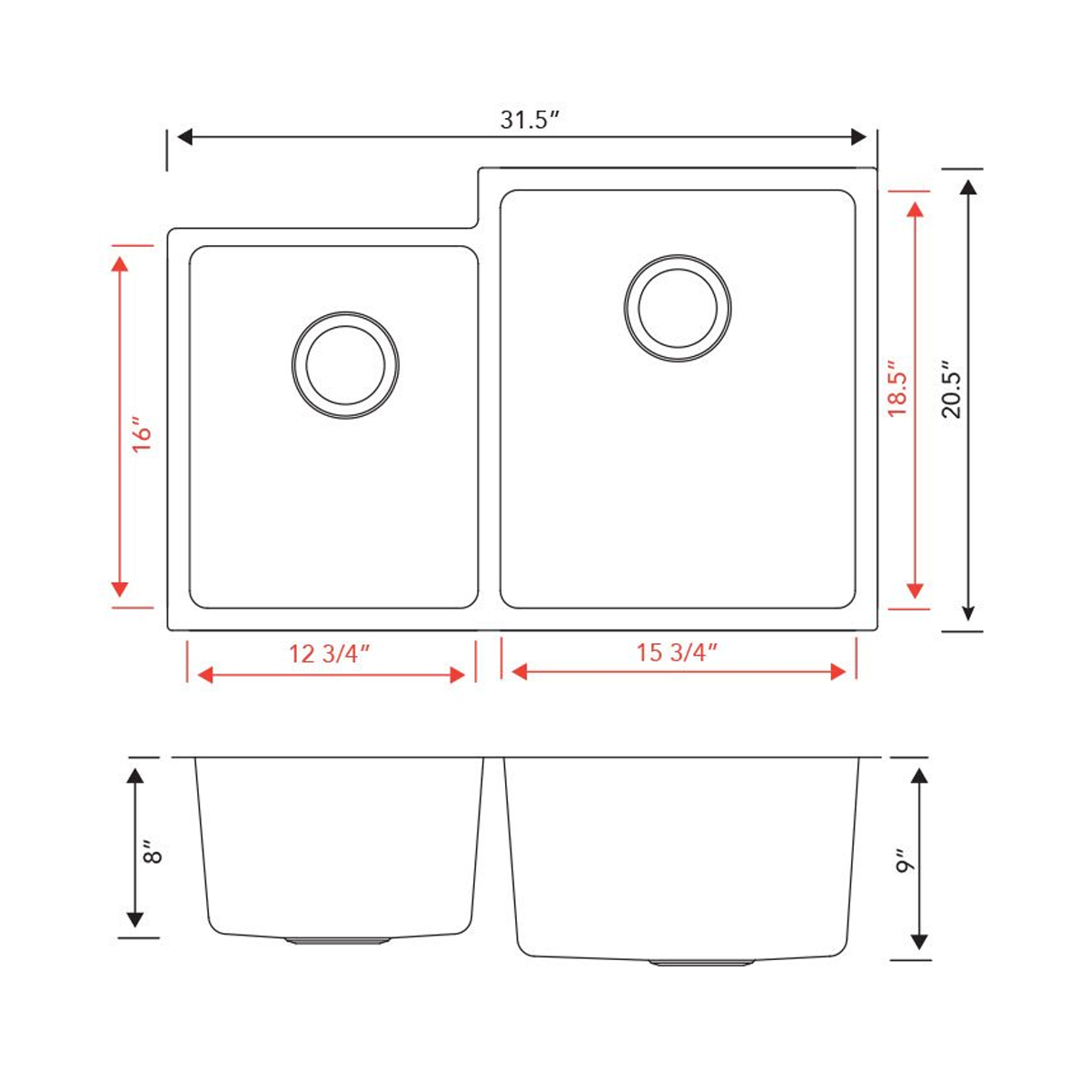 PL-VR4060 R20° Stainless Steel Sink