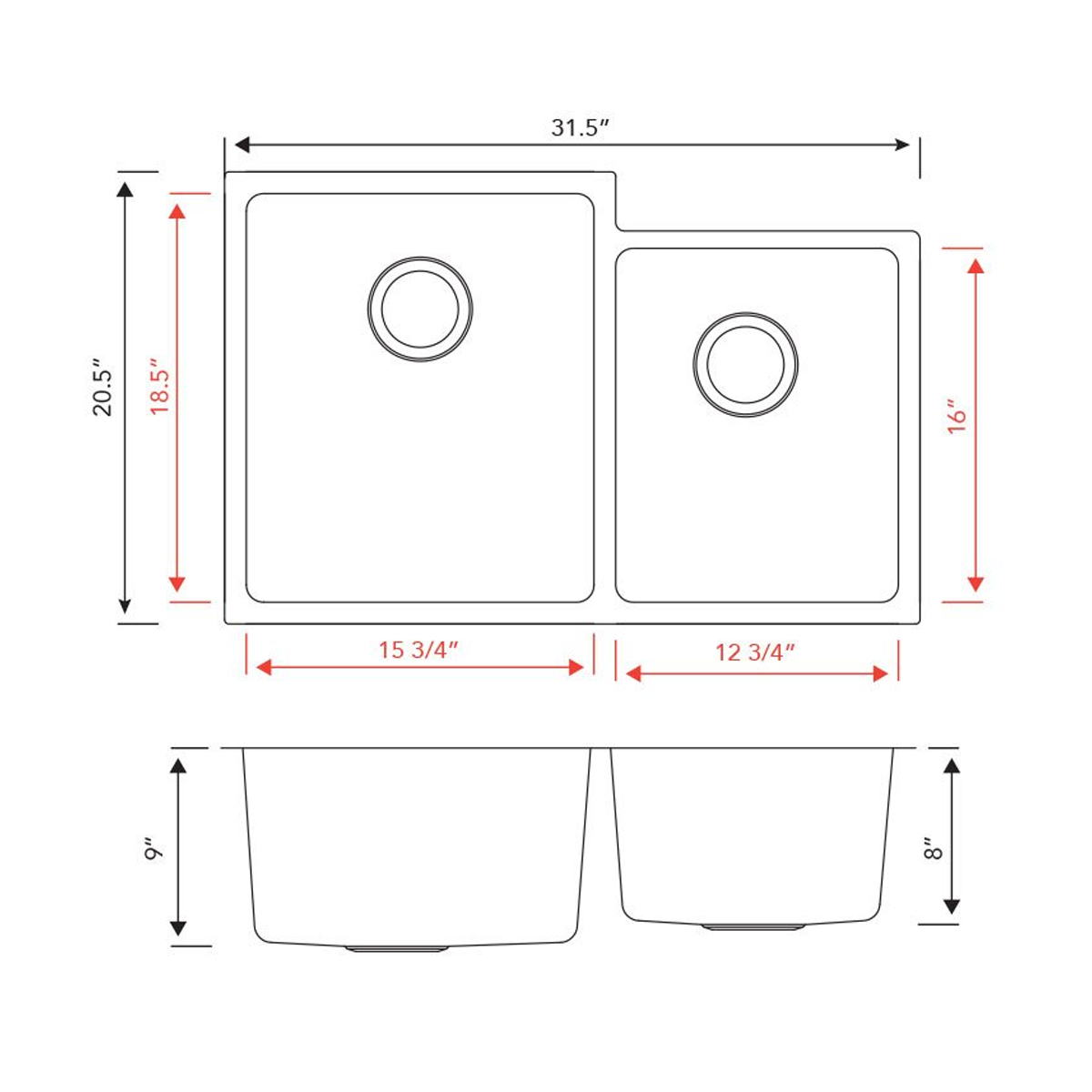 PL-VR6040 R20° Stainless Steel Sink