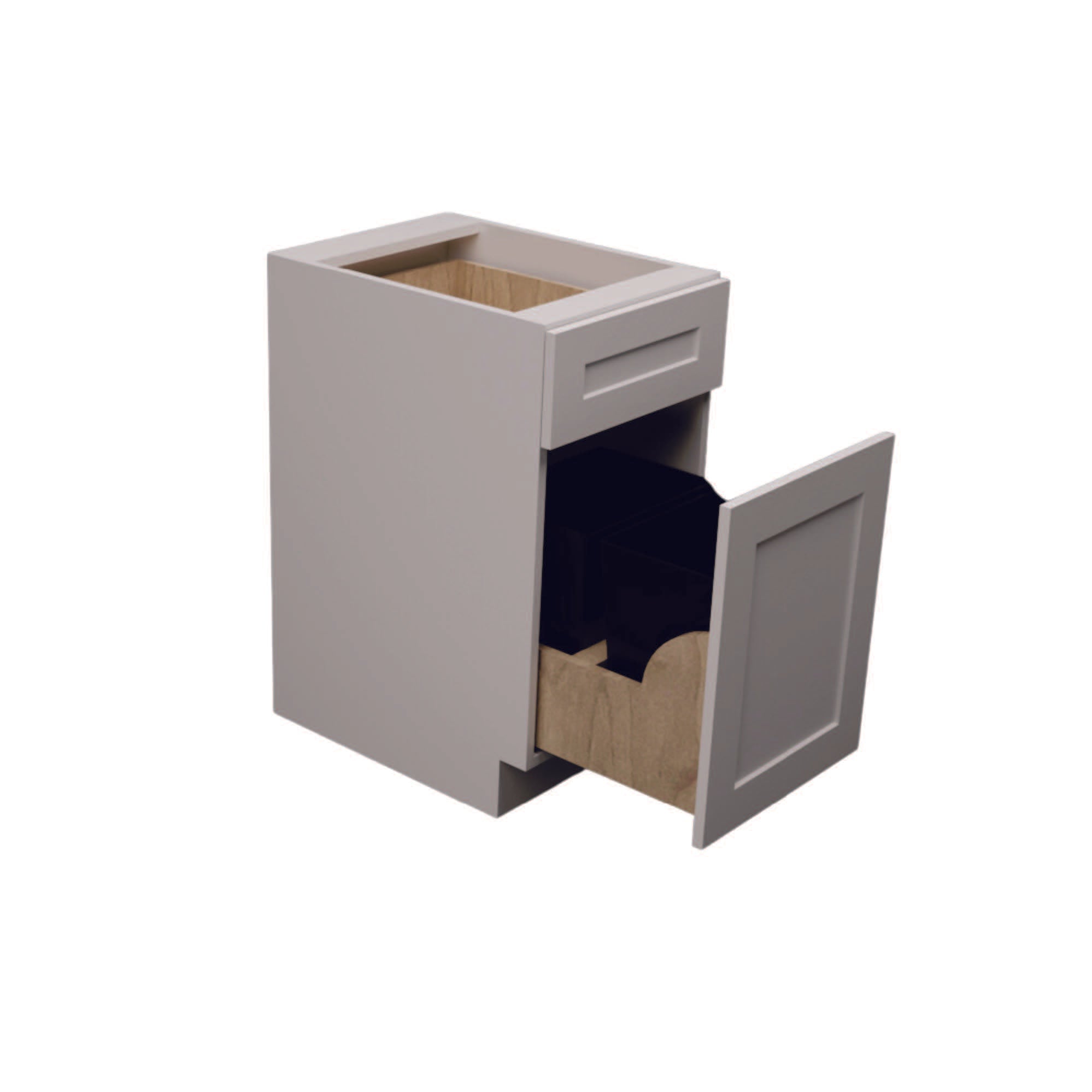 Lavender Gray Single Shaker Base Trash Pullout Single Door