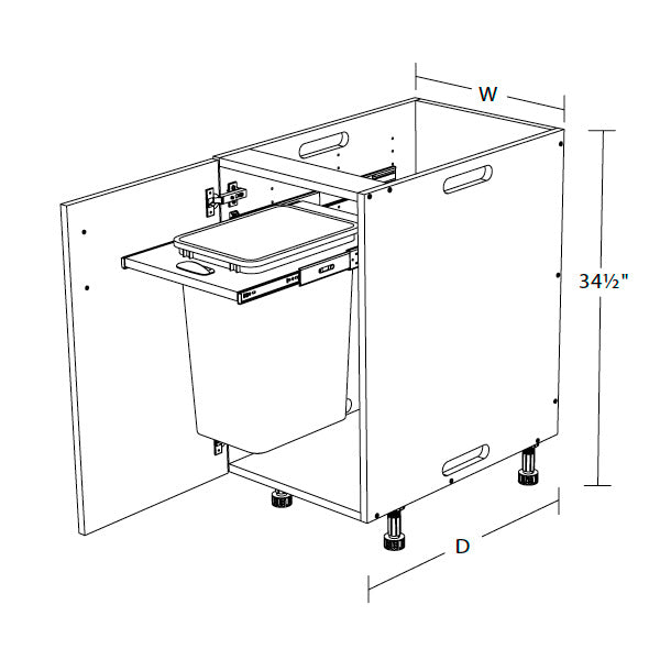 Base Island Back - Single Full Height Door and Trash Can Pullout